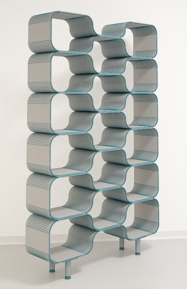 Original Mid-Century Modern Bookcases Free low-poly 3D model_3