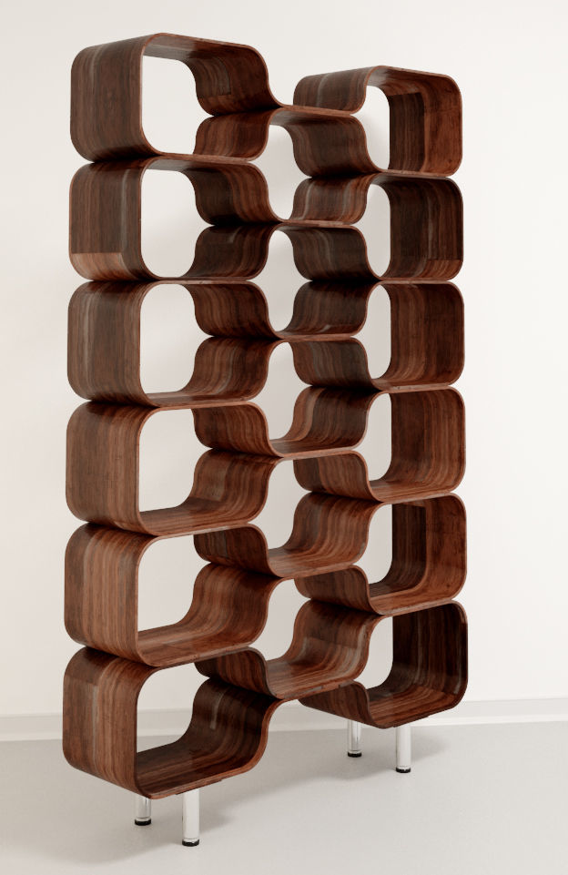 Original Mid-Century Modern Bookcases Free low-poly 3D model_2