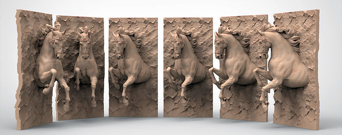 Dynamic Horse Bas-Relief  3D print model