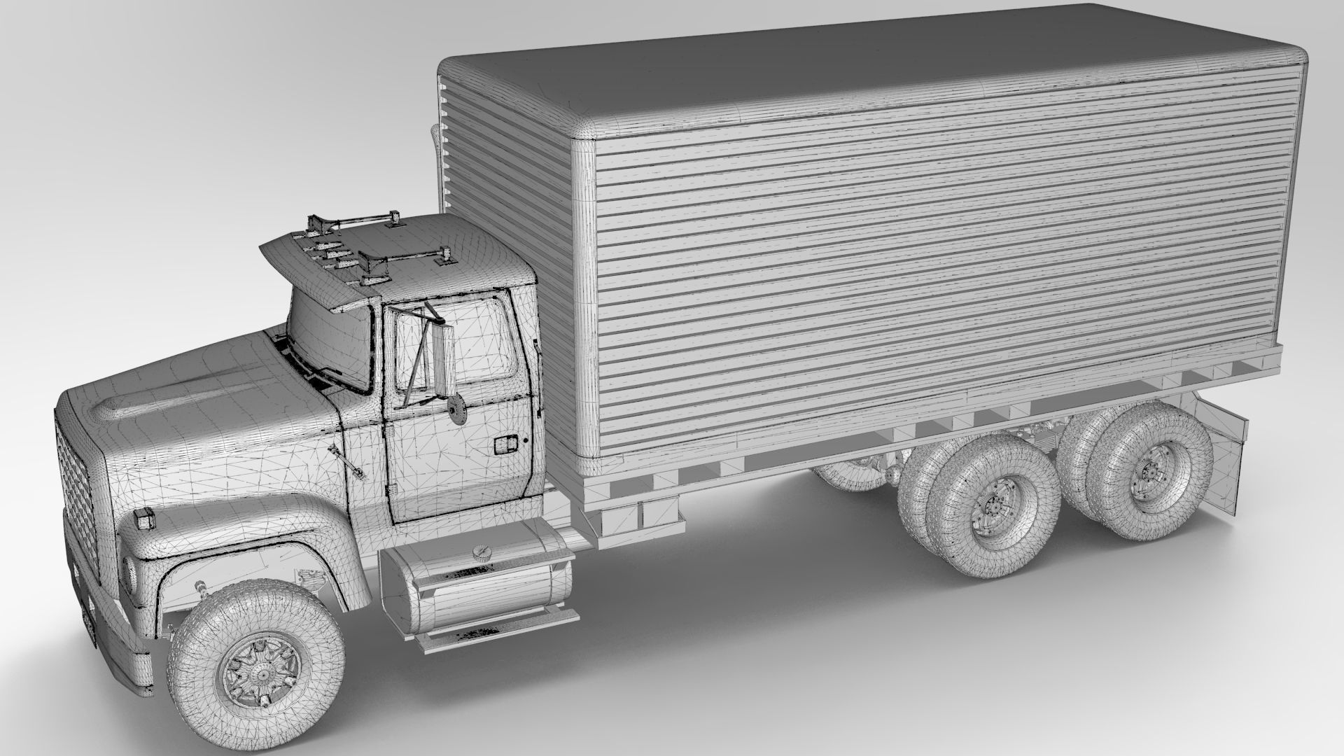 L9000 Box Truck 3D Model six Hood Variants  Hendrickson RT  3D model_32