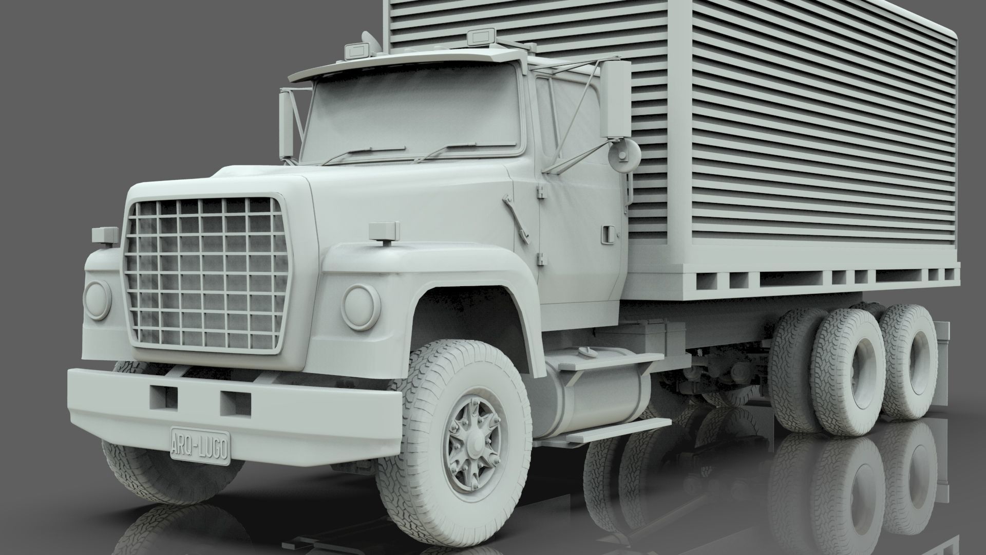 L9000 Box Truck 3D Model six Hood Variants  Hendrickson RT  3D model_15