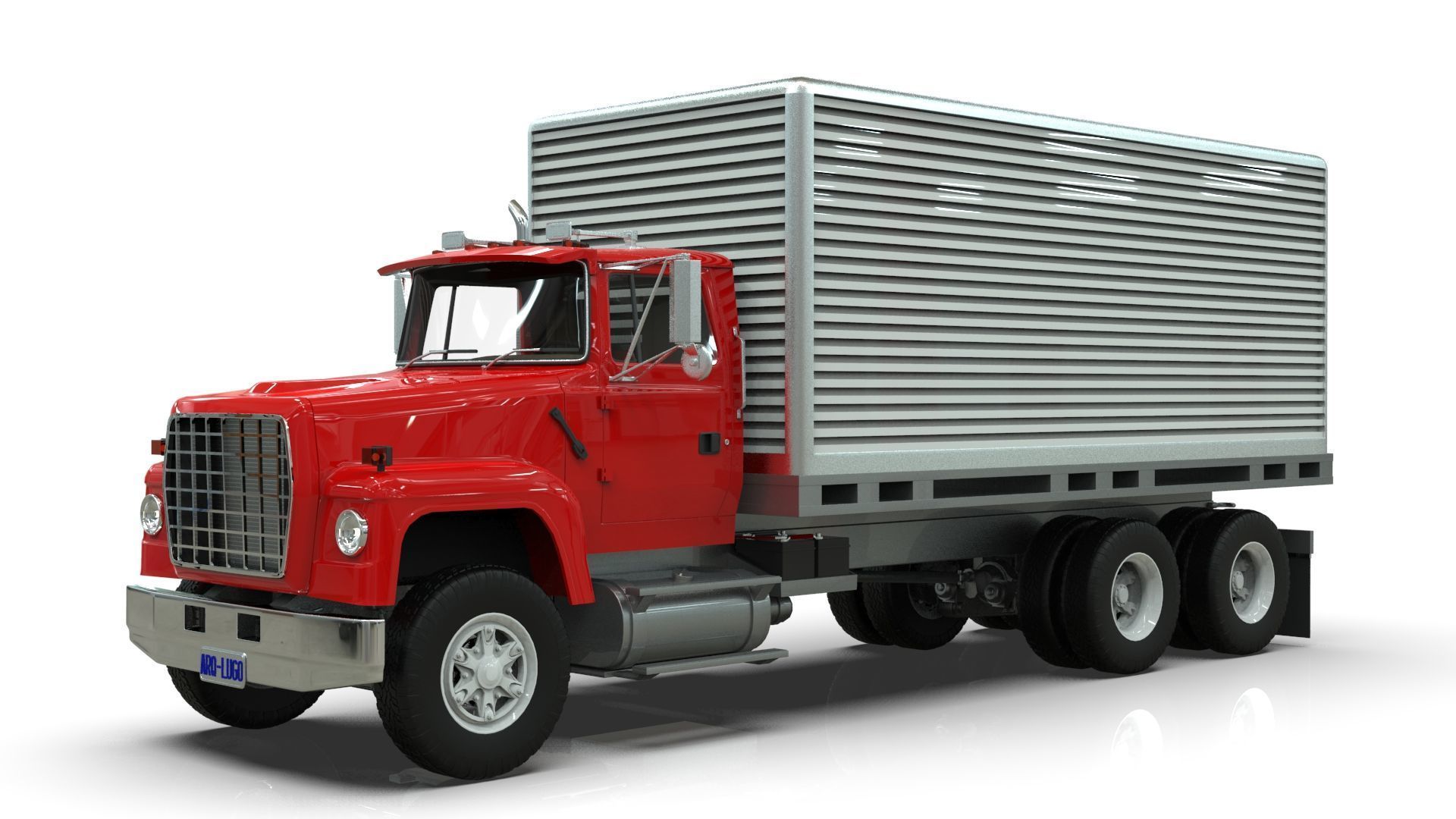 L9000 Box Truck 3D Model six Hood Variants  Hendrickson RT  3D model_7