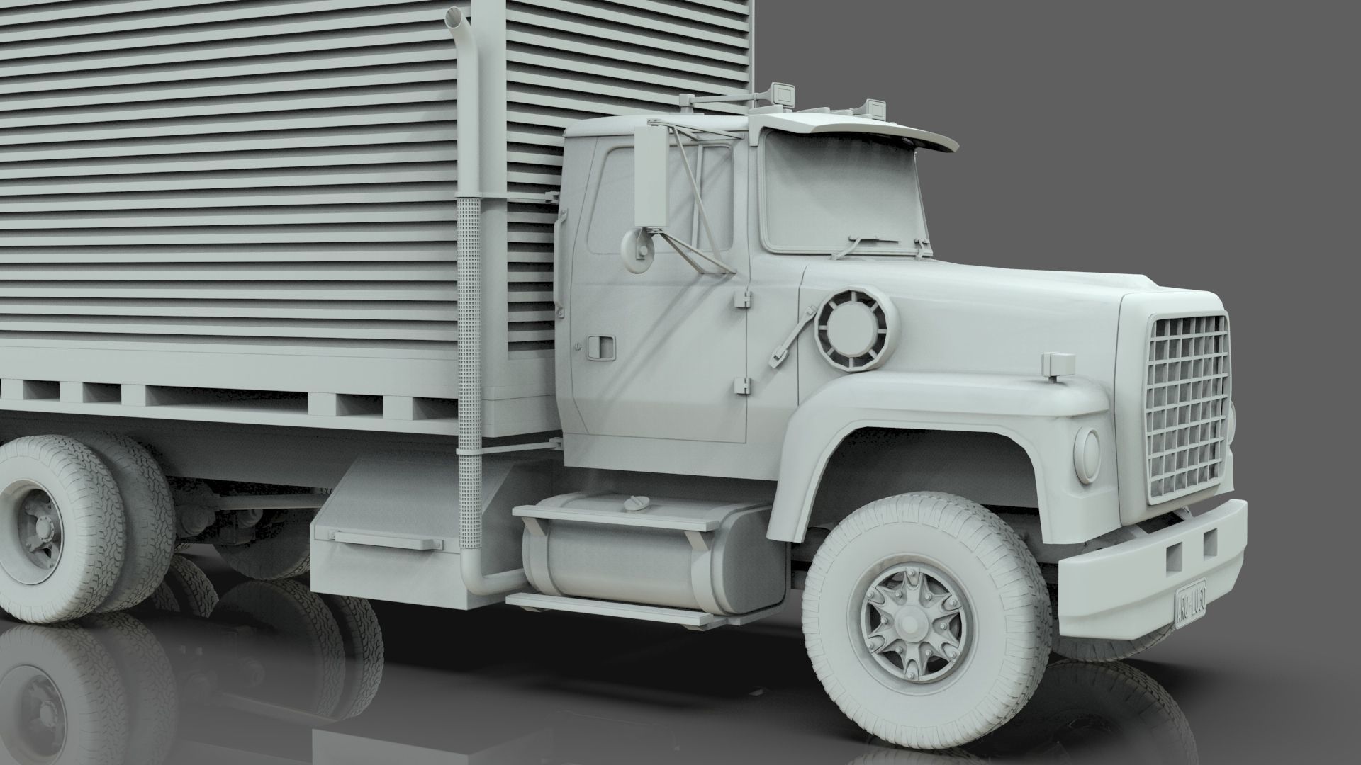 L9000 Box Truck 3D Model six Hood Variants  Hendrickson RT  3D model_16