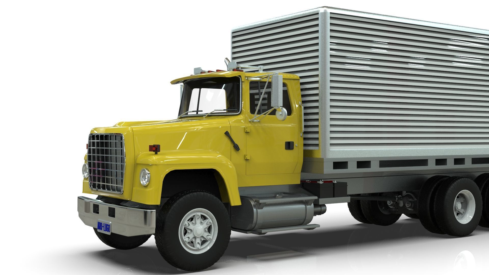 L9000 Box Truck 3D Model six Hood Variants  Hendrickson RT  3D model_10