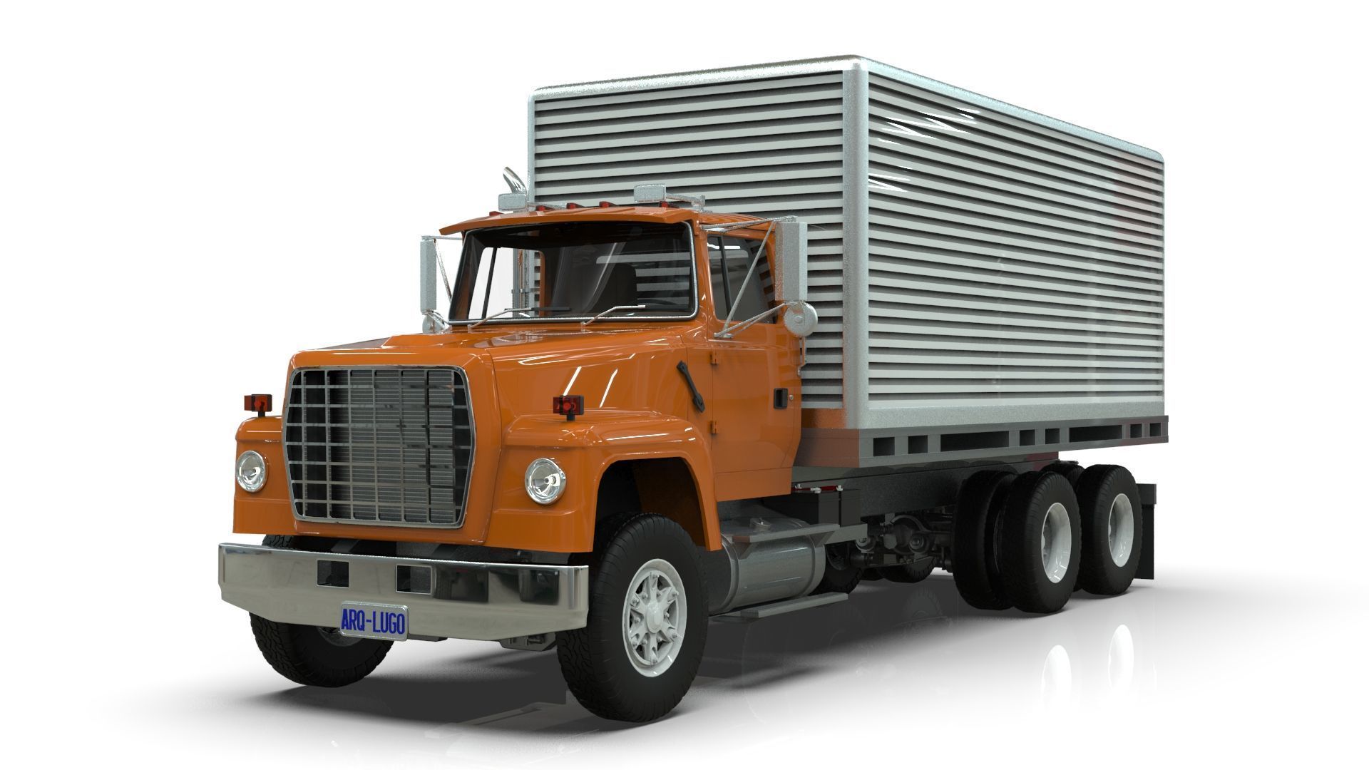 L9000 Box Truck 3D Model six Hood Variants  Hendrickson RT  3D model_13