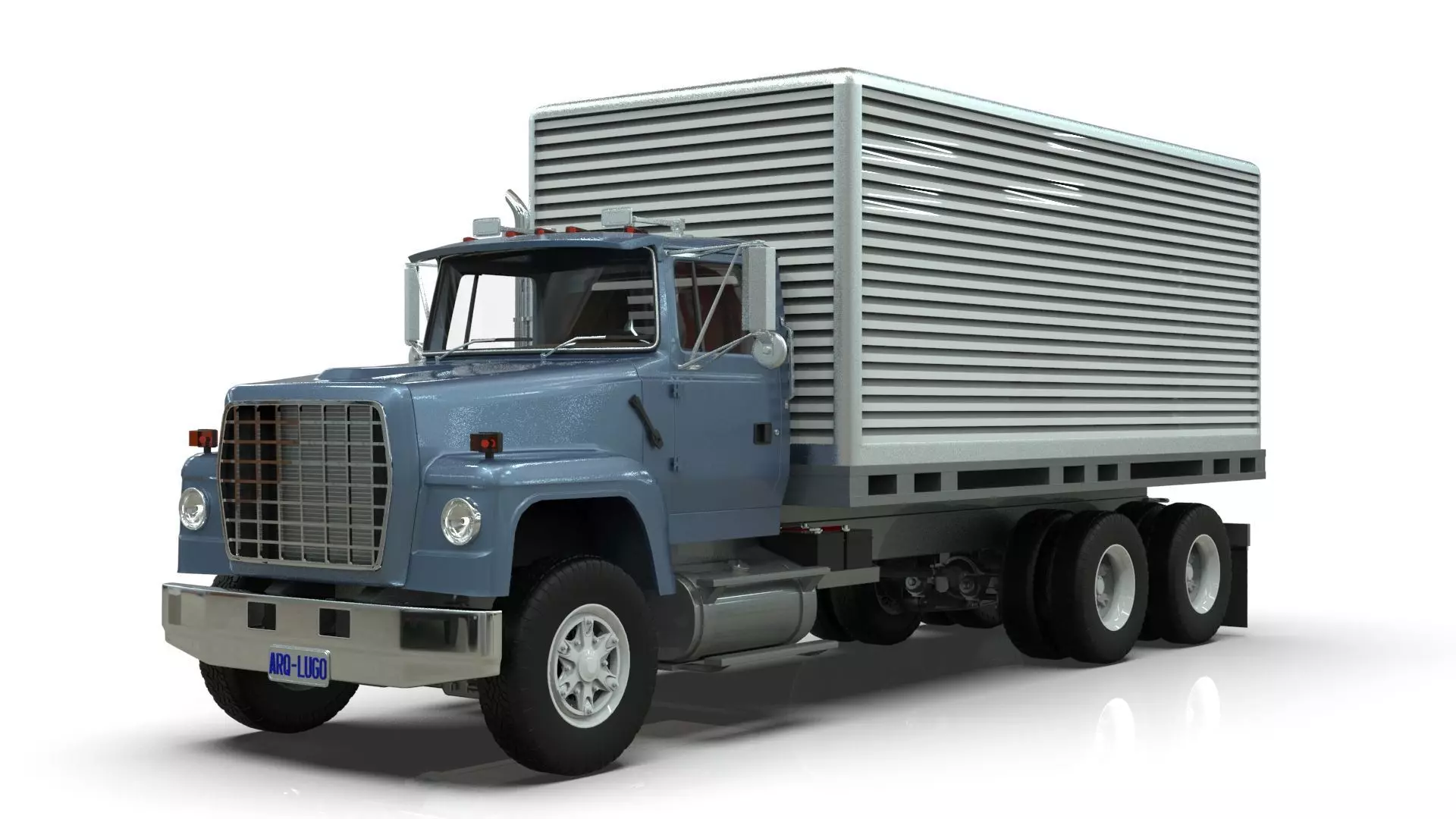 L9000 Box Truck 3D Model six Hood Variants  Hendrickson RT  3D model_0