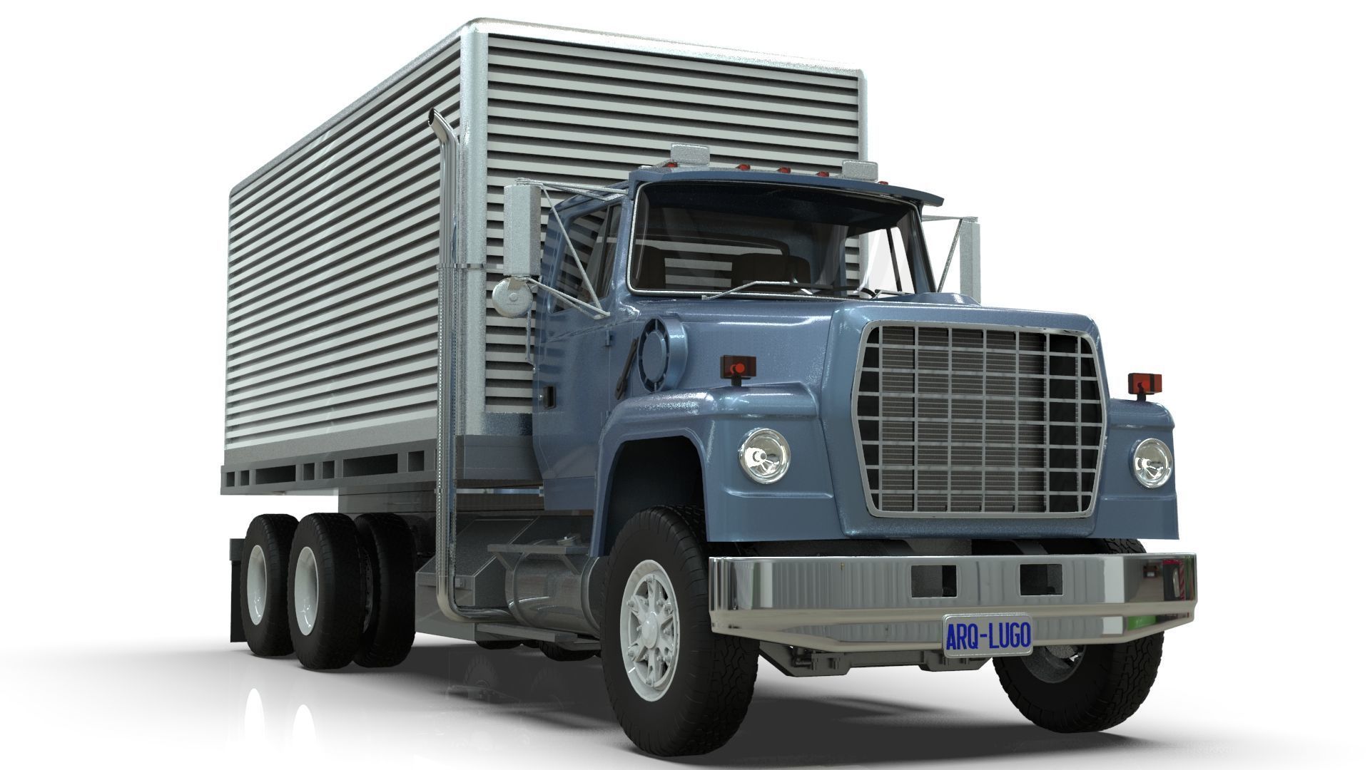 L9000 Box Truck 3D Model six Hood Variants  Hendrickson RT  3D model_6