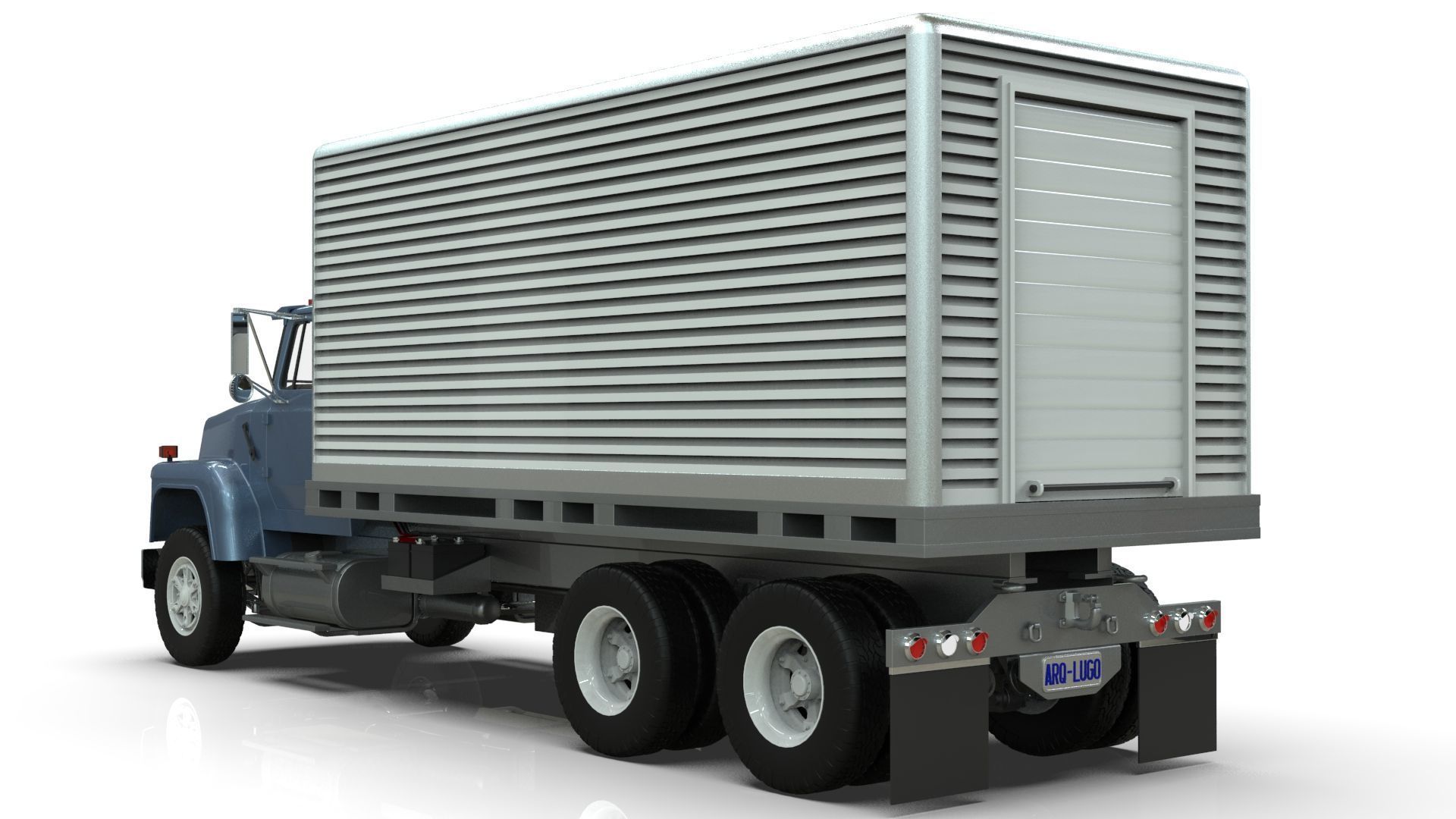 L9000 Box Truck 3D Model six Hood Variants  Hendrickson RT  3D model_3