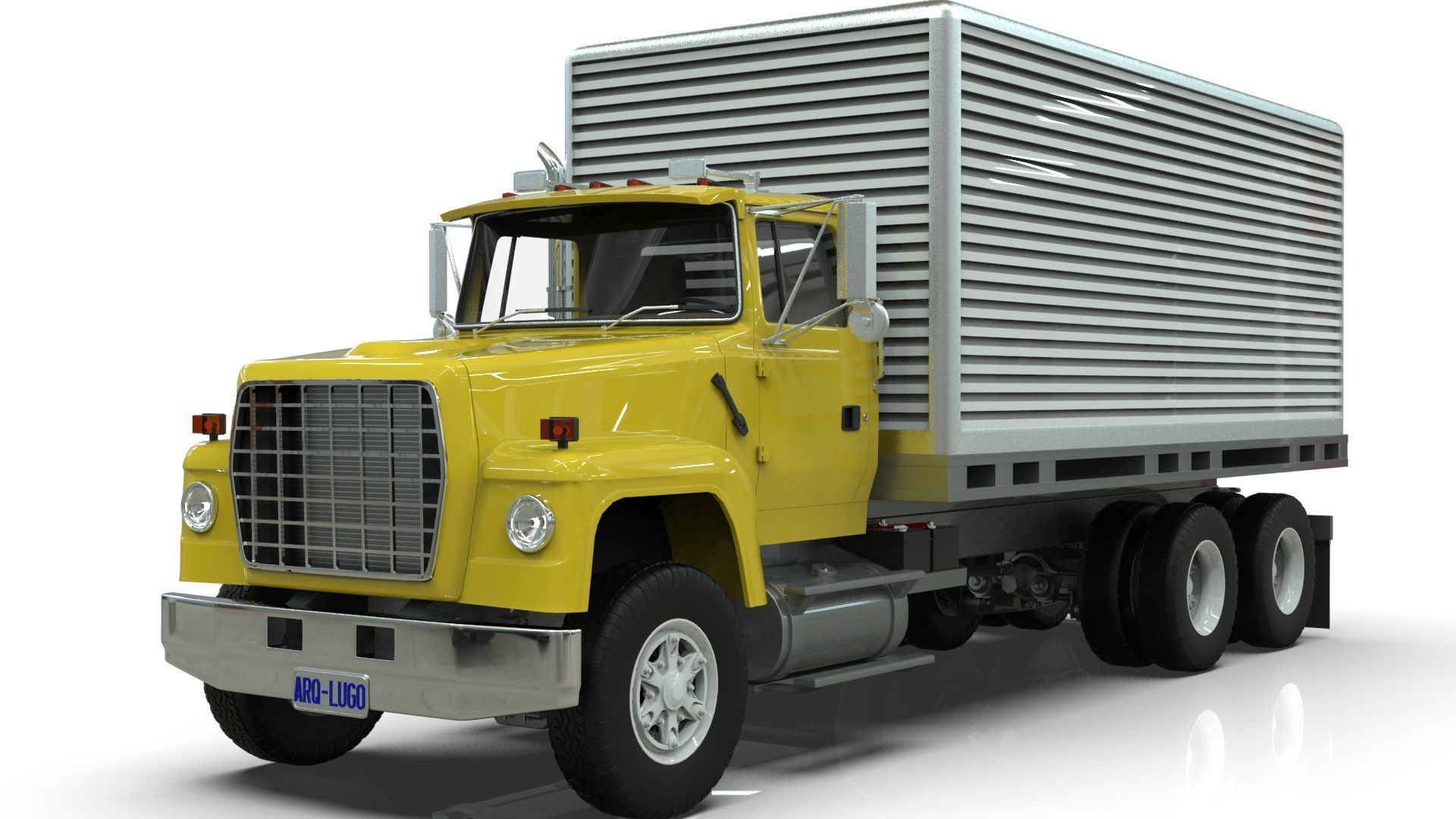 L9000 Box Truck 3D Model six Hood Variants  Hendrickson RT  3D model_9