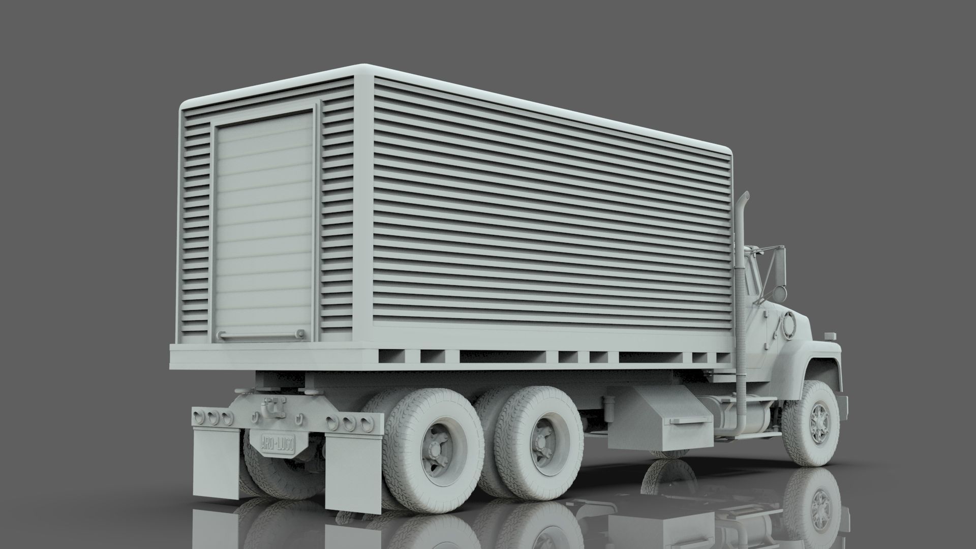 L9000 Box Truck 3D Model six Hood Variants  Hendrickson RT  3D model_17