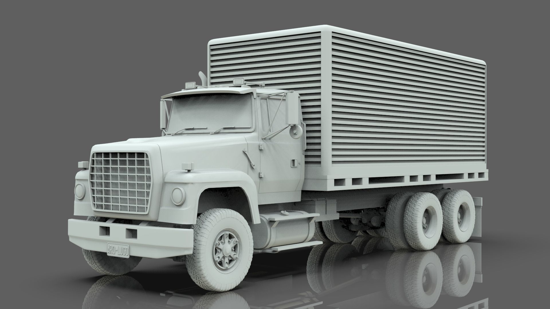 L9000 Box Truck 3D Model six Hood Variants  Hendrickson RT  3D model_14