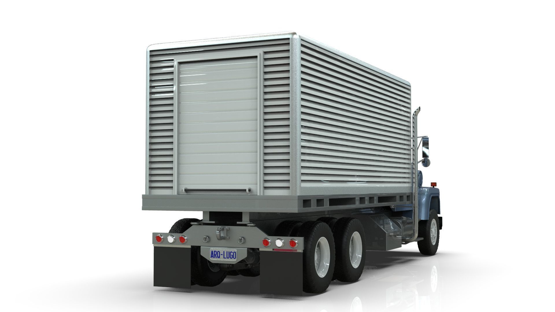 L9000 Box Truck 3D Model six Hood Variants  Hendrickson RT  3D model_4