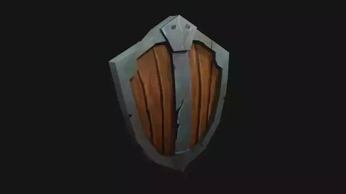 Stylized Wooden Shield Low Poly