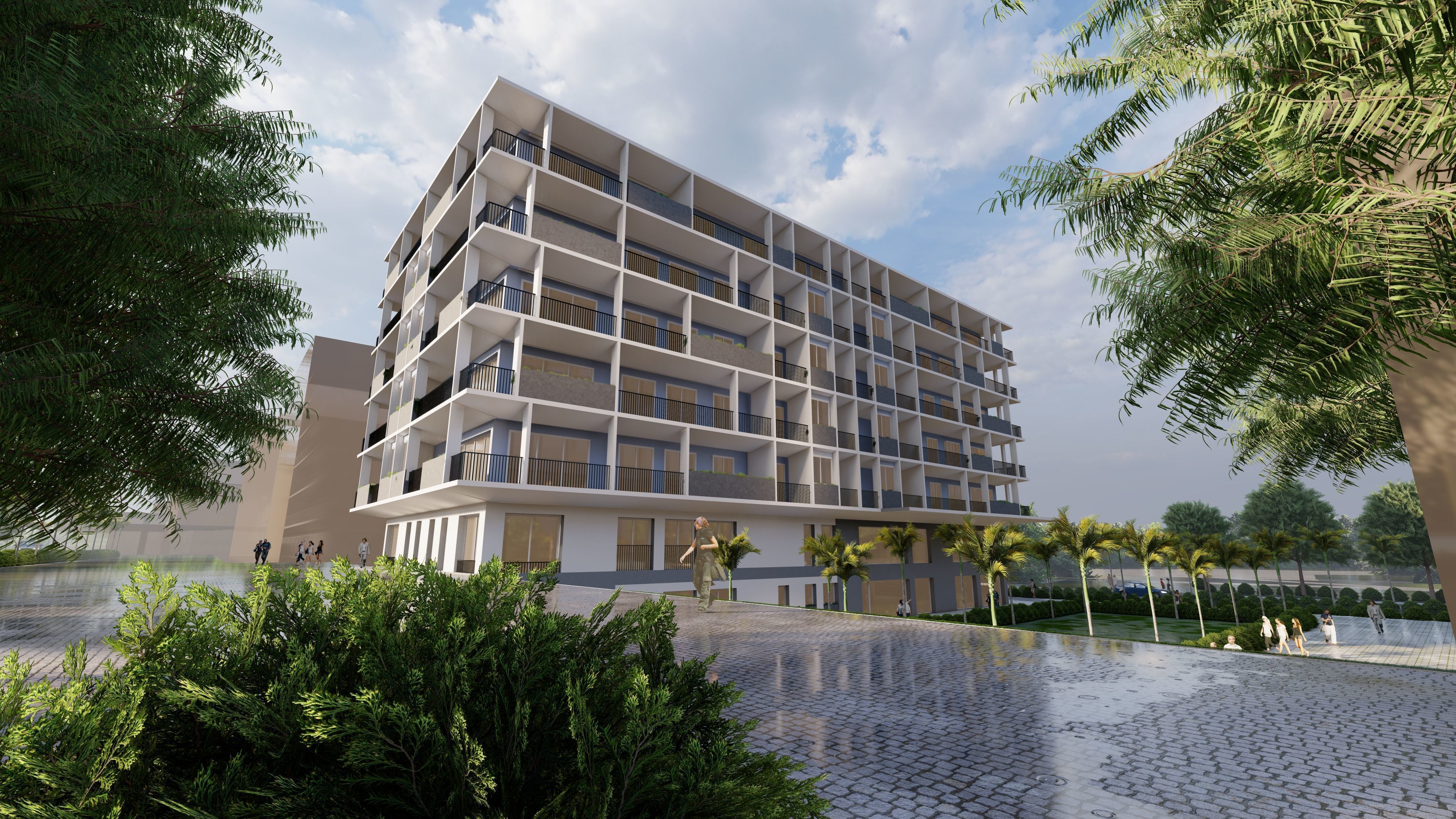 8-Storey Modern Commercial Building  SKP Only Version 3D model_1