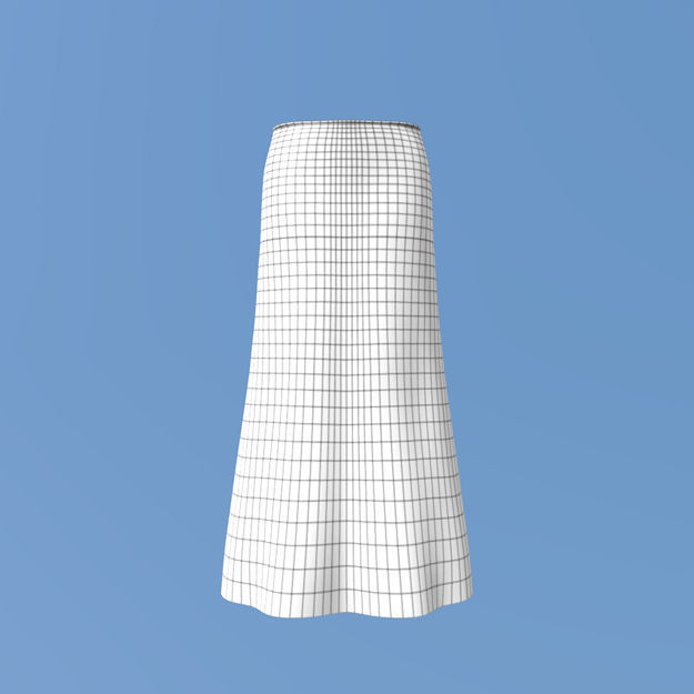 VM A0001 - Stylish low-rise long skirt with a ribbon belt Low-poly 3D model_4