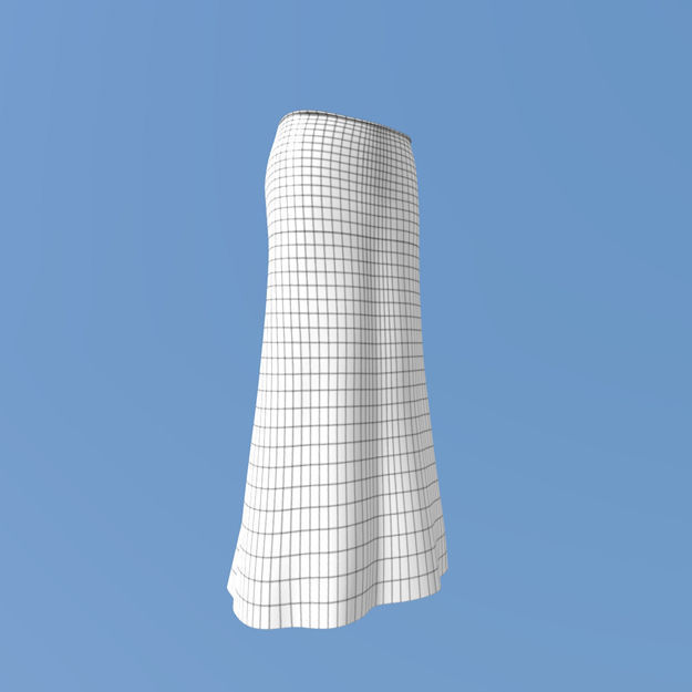 VM A0001 - Stylish low-rise long skirt with a ribbon belt Low-poly 3D model_7