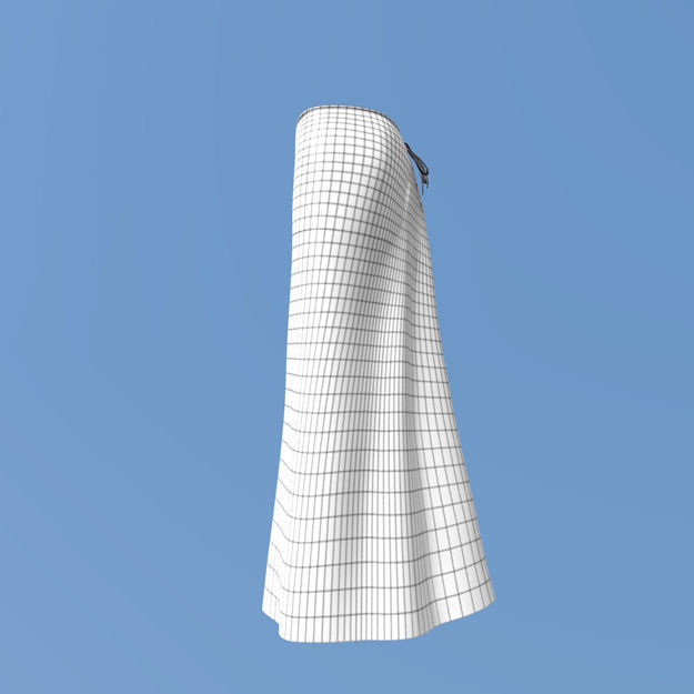 VM A0001 - Stylish low-rise long skirt with a ribbon belt Low-poly 3D model_11