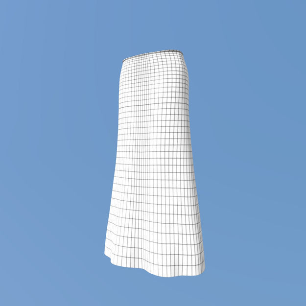 VM A0001 - Stylish low-rise long skirt with a ribbon belt Low-poly 3D model_13