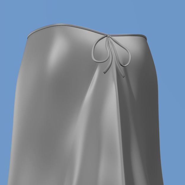 VM A0001 - Stylish low-rise long skirt with a ribbon belt Low-poly 3D model_2