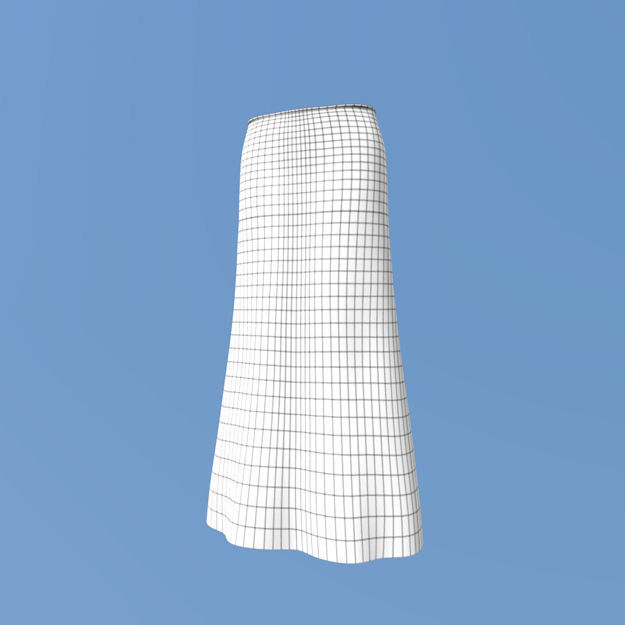 VM A0001 - Stylish low-rise long skirt with a ribbon belt Low-poly 3D model_5