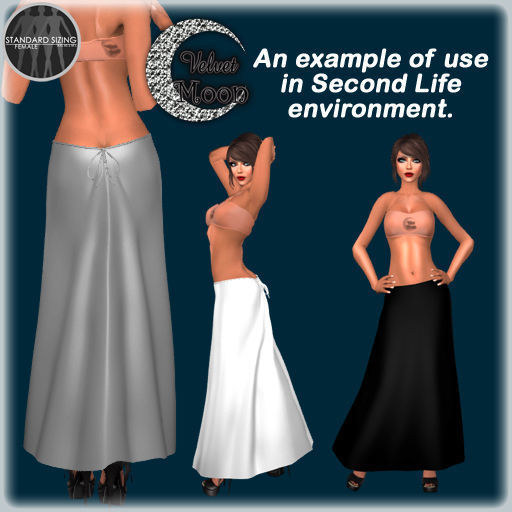 VM A0001 - Stylish low-rise long skirt with a ribbon belt Low-poly 3D model_1