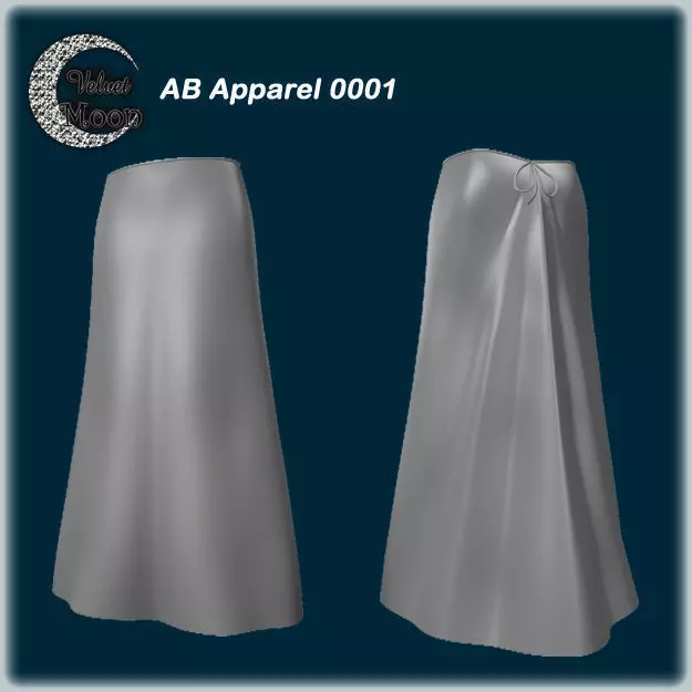 VM A0001 - Stylish low-rise long skirt with a ribbon belt Low-poly 3D model_0