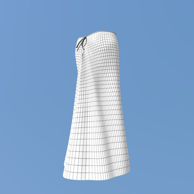 VM A0001 - Stylish low-rise long skirt with a ribbon belt Low-poly 3D model_9