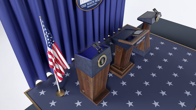 White House press room Lecterns Low-poly 3D model