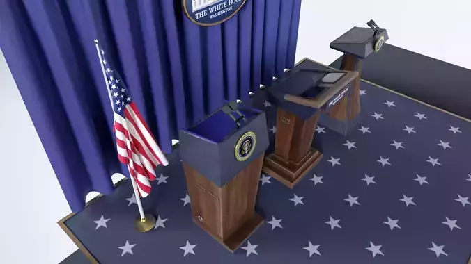 White House press room Lecterns Low-poly 3D model