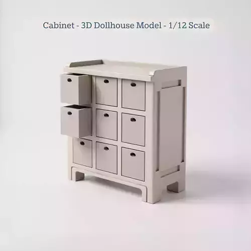 3x3 Cabinet STL File - Miniature Chest of Drawers