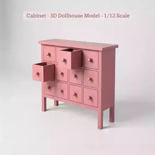 3x4 Cabinet STL File - Miniature Chest of Drawers 3D print model