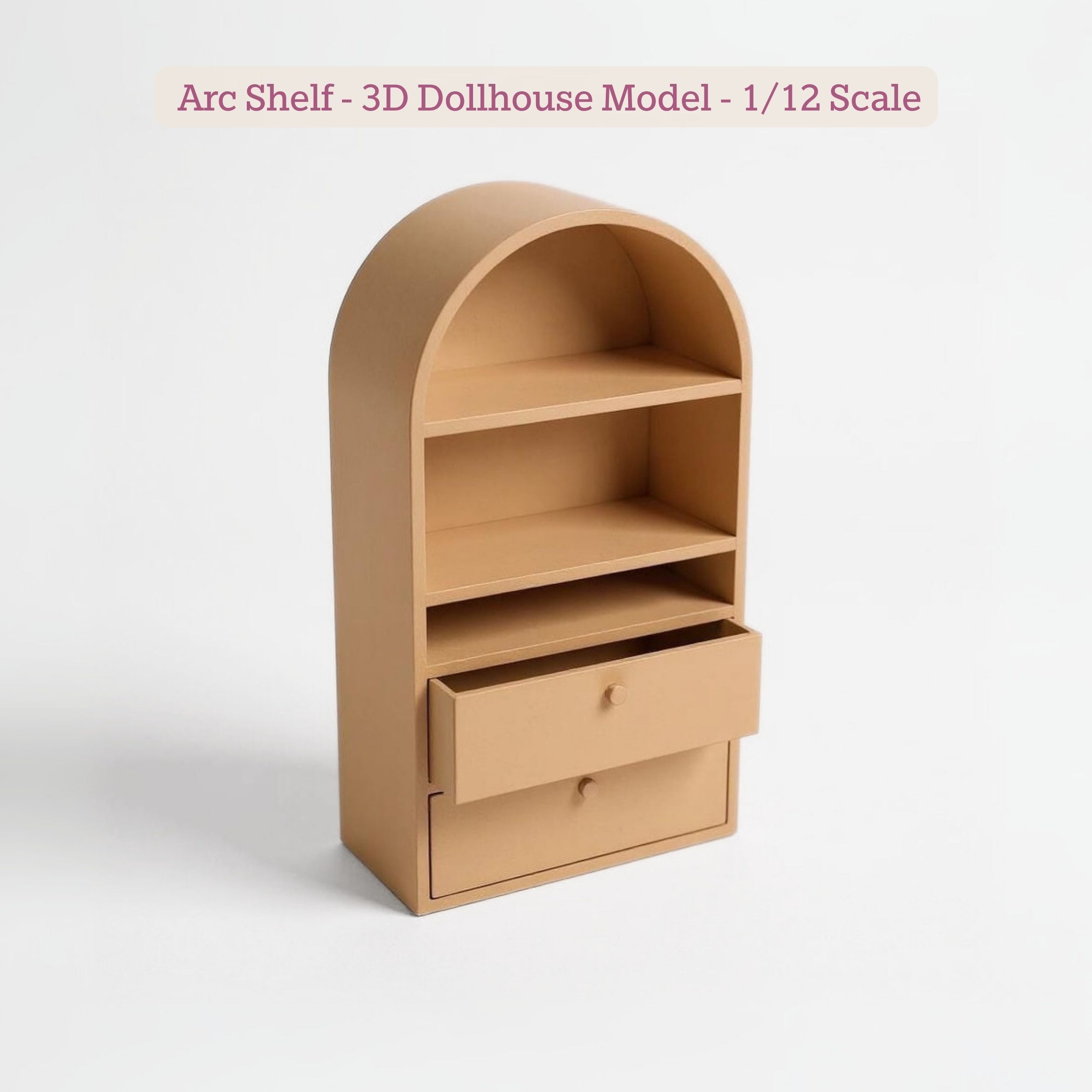Arc Shelf STL File - Miniature Chest of Drawers 3D print model 3D print model_1