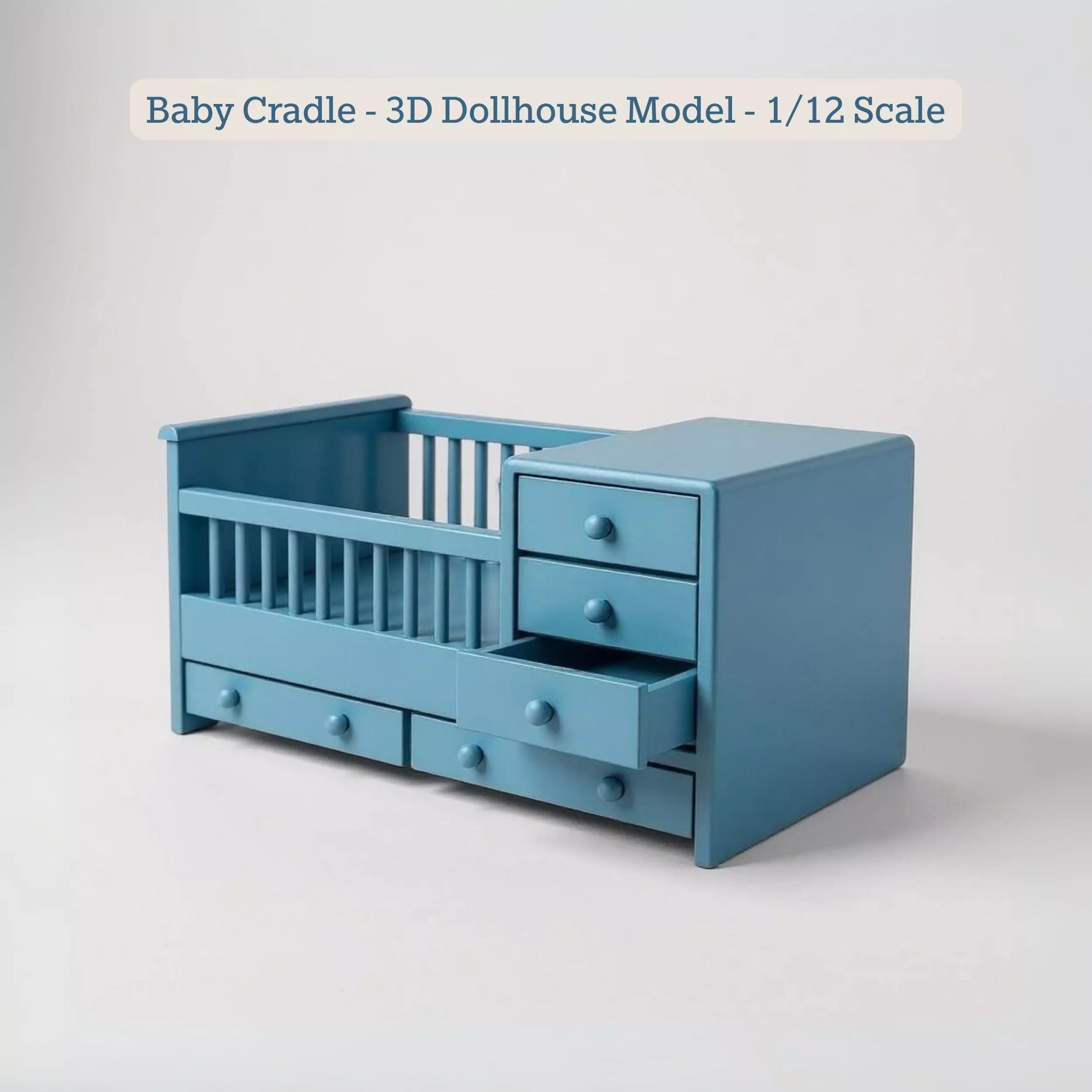 Baby Cradle STL File - Miniature Chest of Drawers 3D print model_0
