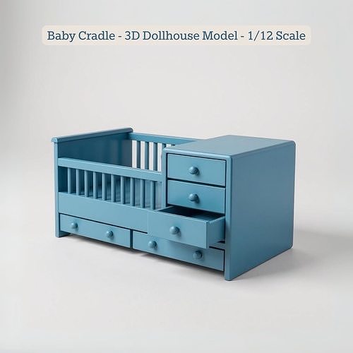 Baby Cradle STL File - Miniature Chest of Drawers 3D print model 3D print model
