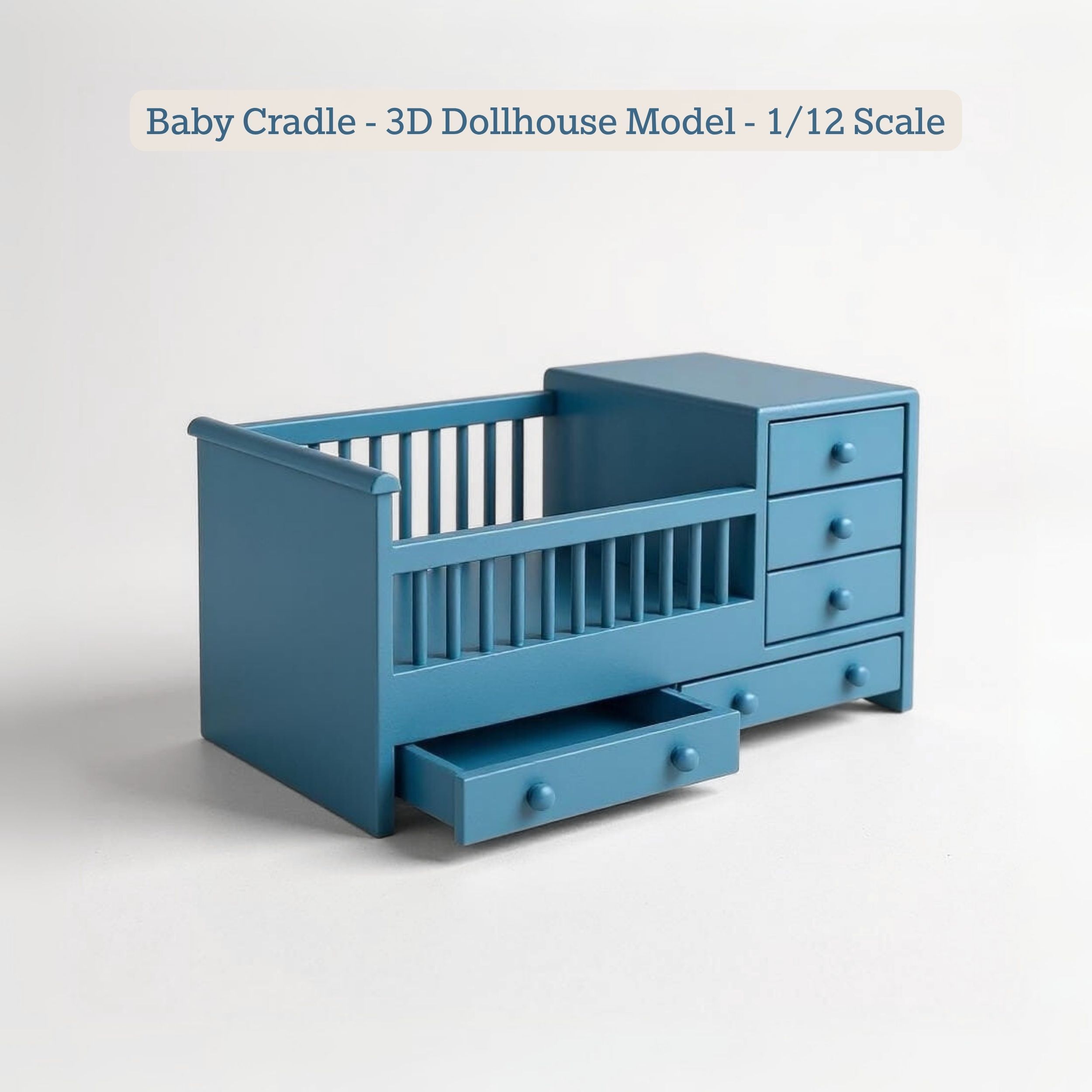 Baby Cradle STL File - Miniature Chest of Drawers 3D print model_2