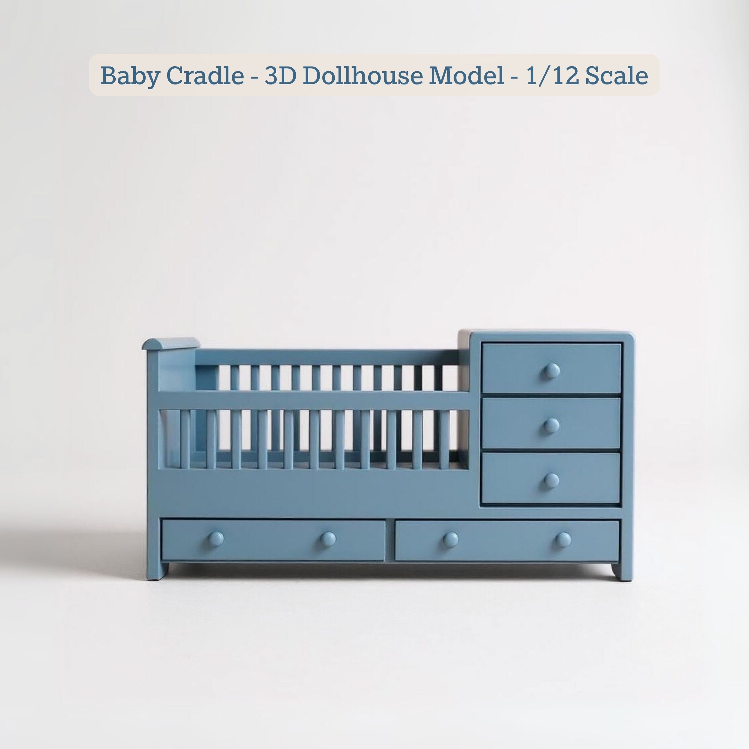 Baby Cradle STL File - Miniature Chest of Drawers 3D print model_1