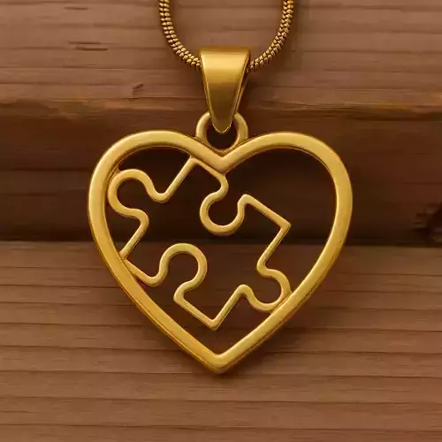 Heart Puzzle Pendant - Love Necklace STL