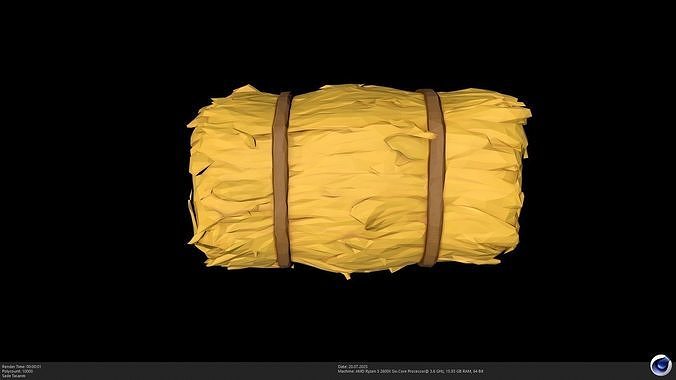 Stylized Hay Bale 3D Model - AI Low-poly 3D model