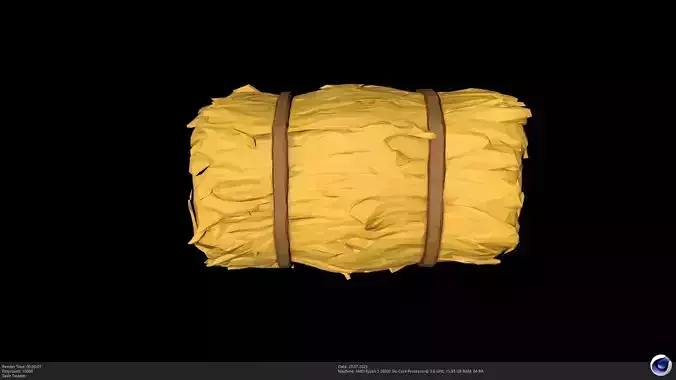 Stylized Hay Bale 3D Model - AI Low-poly 3D model