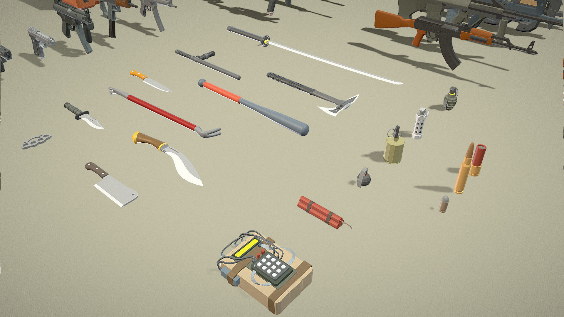 Weapons Pack - Popular FPS Weapon Low-poly 3D model_10