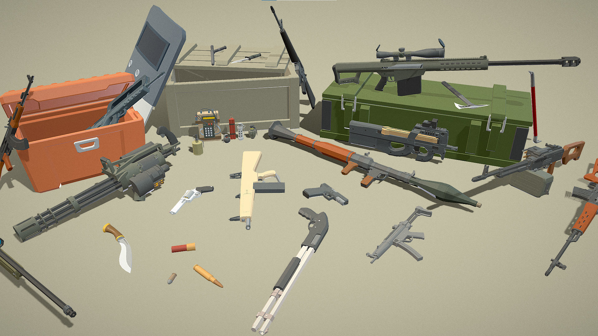 Weapons Pack - Popular FPS Weapon Low-poly 3D model_1