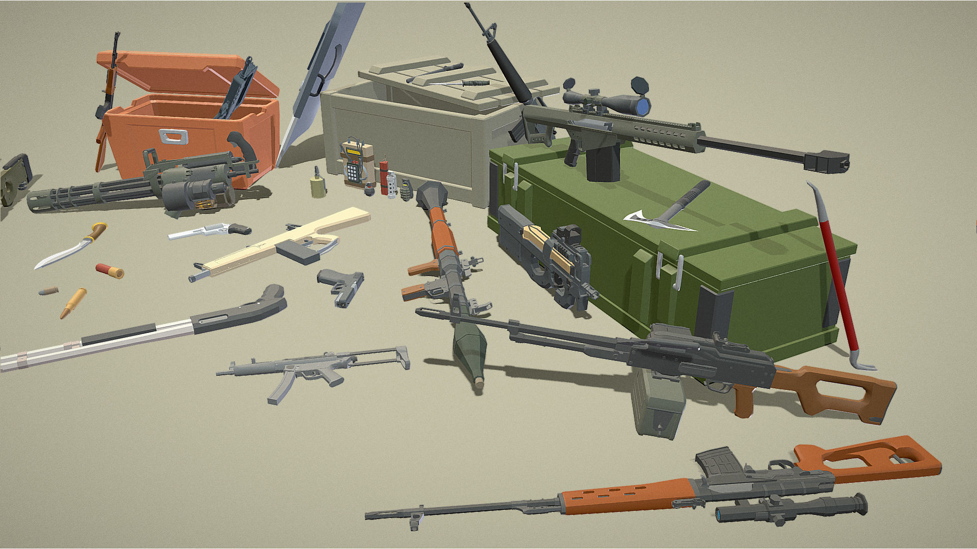 Weapons Pack - Popular FPS Weapon Low-poly 3D model_4