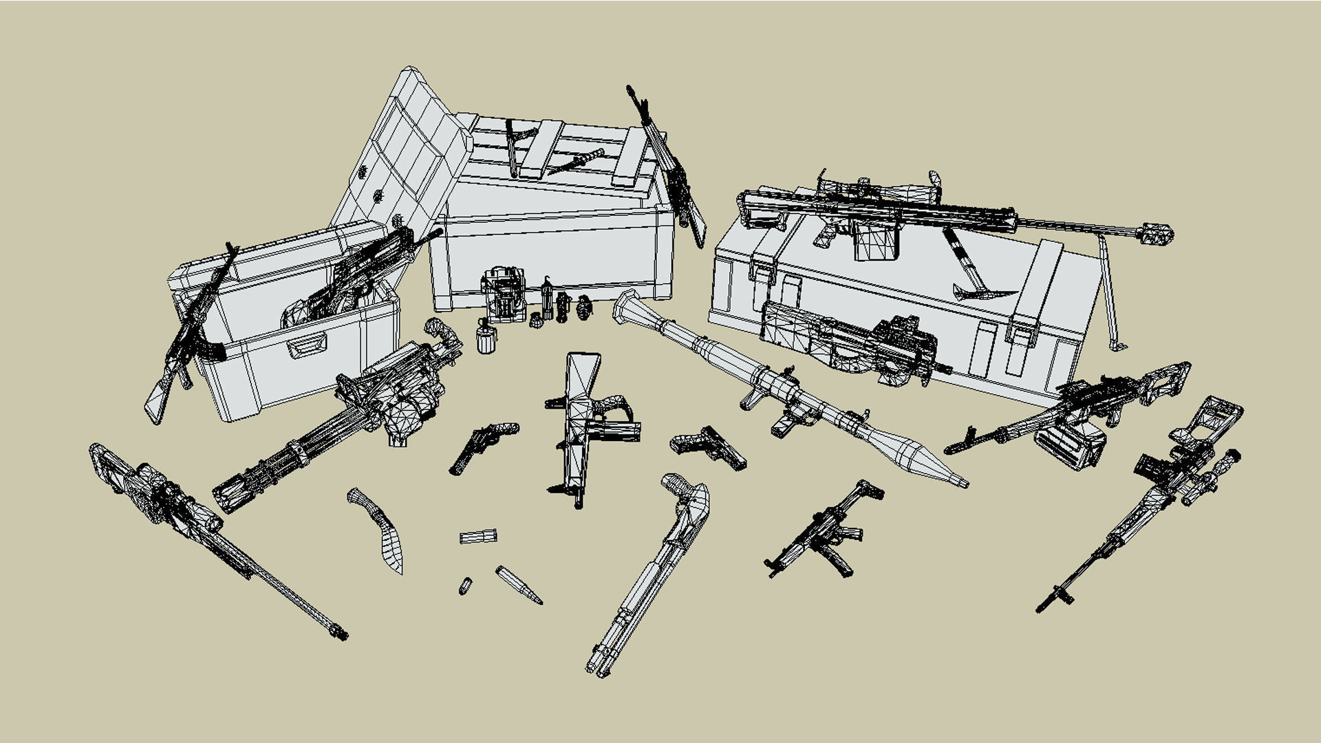 Weapons Pack - Popular FPS Weapon Low-poly 3D model_5