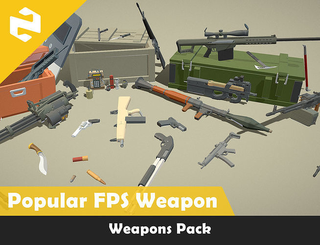 Weapons Pack - Popular FPS Weapon Low-poly 3D model