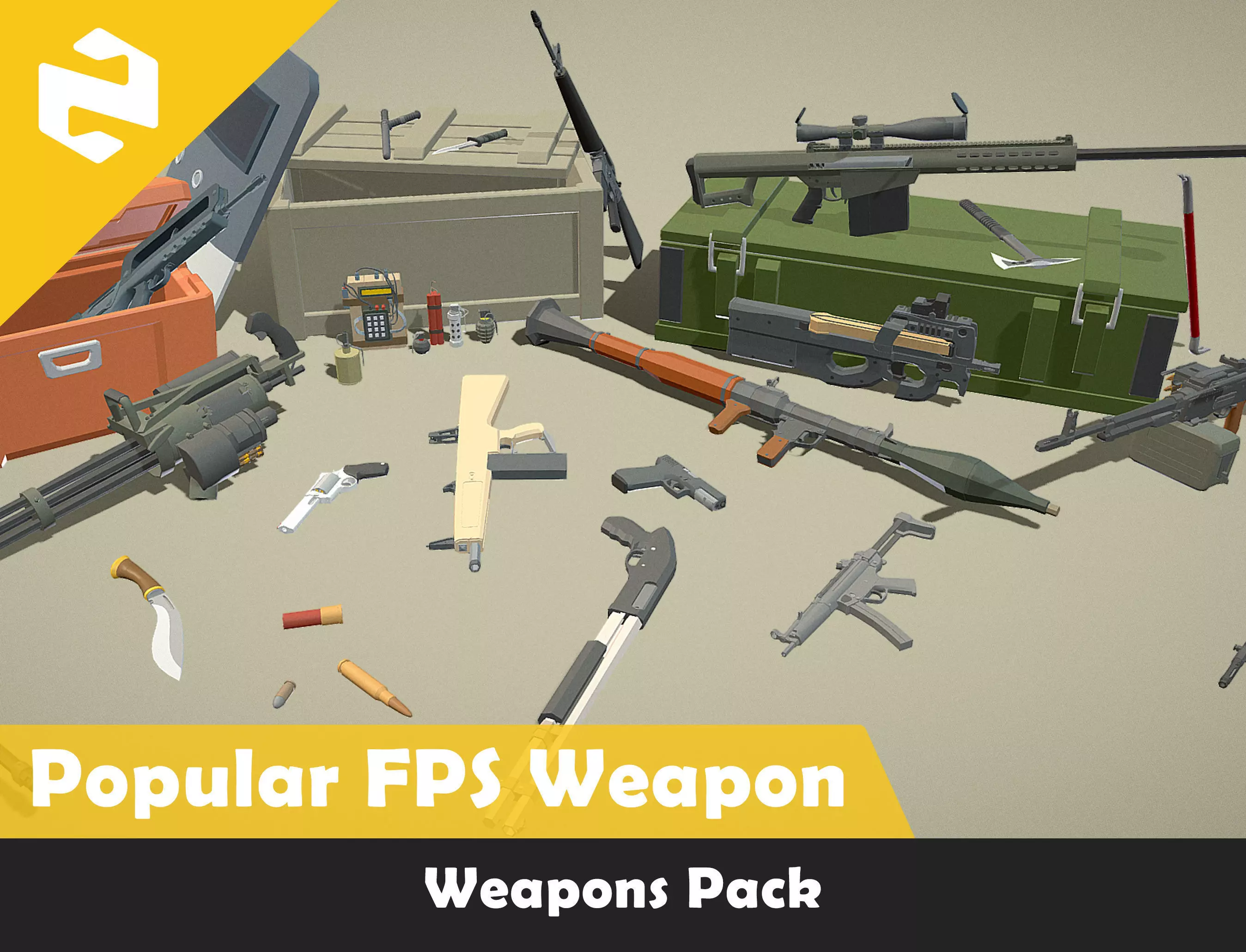 Weapons Pack - Popular FPS Weapon Low-poly 3D model_0