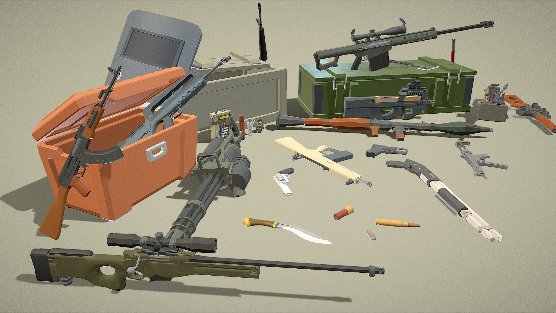 Weapons Pack - Popular FPS Weapon Low-poly 3D model_3