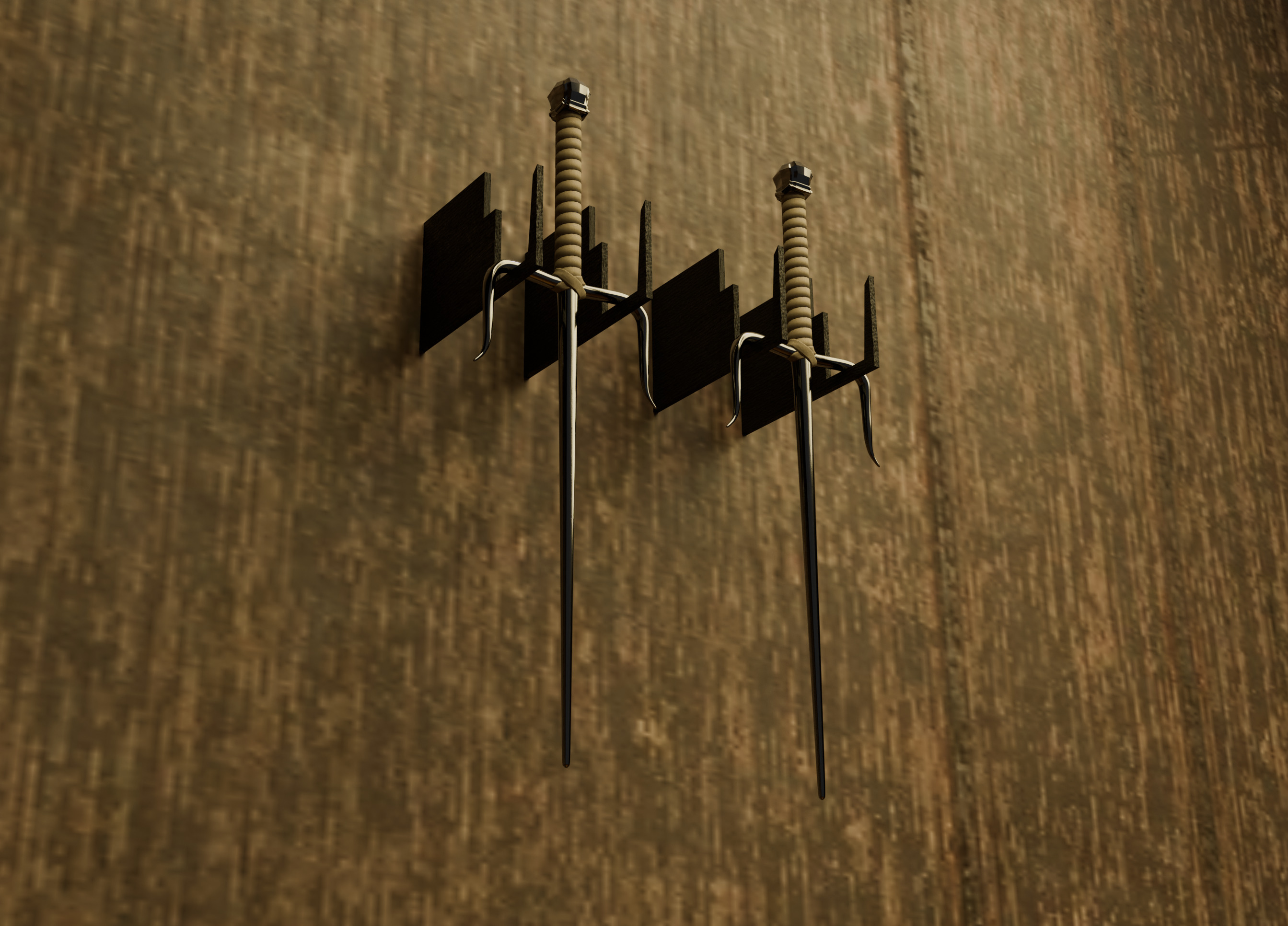 Sai Dual Fighting Weapons Low-poly 3D model_4