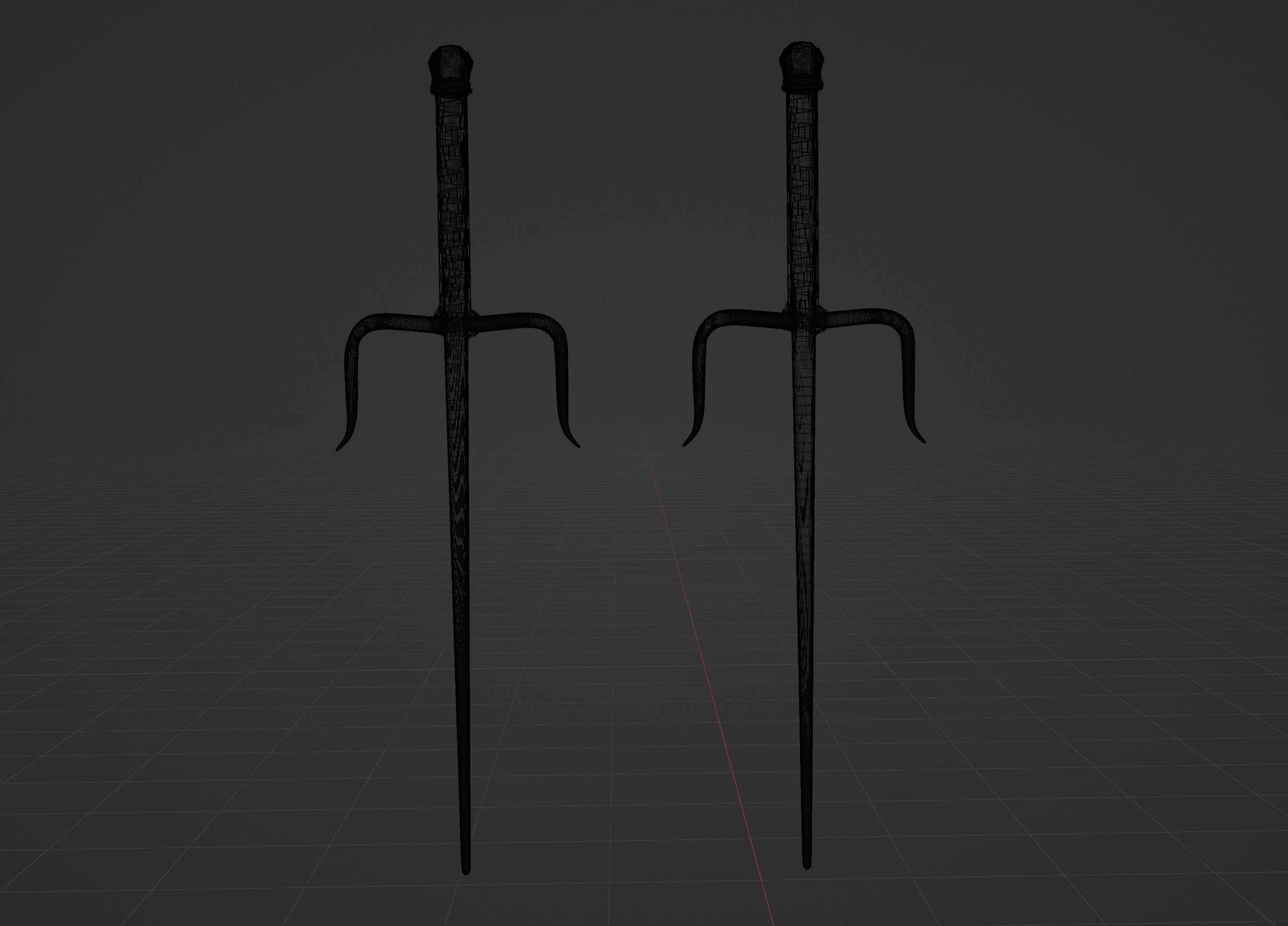 Sai Dual Fighting Weapons Low-poly 3D model_2