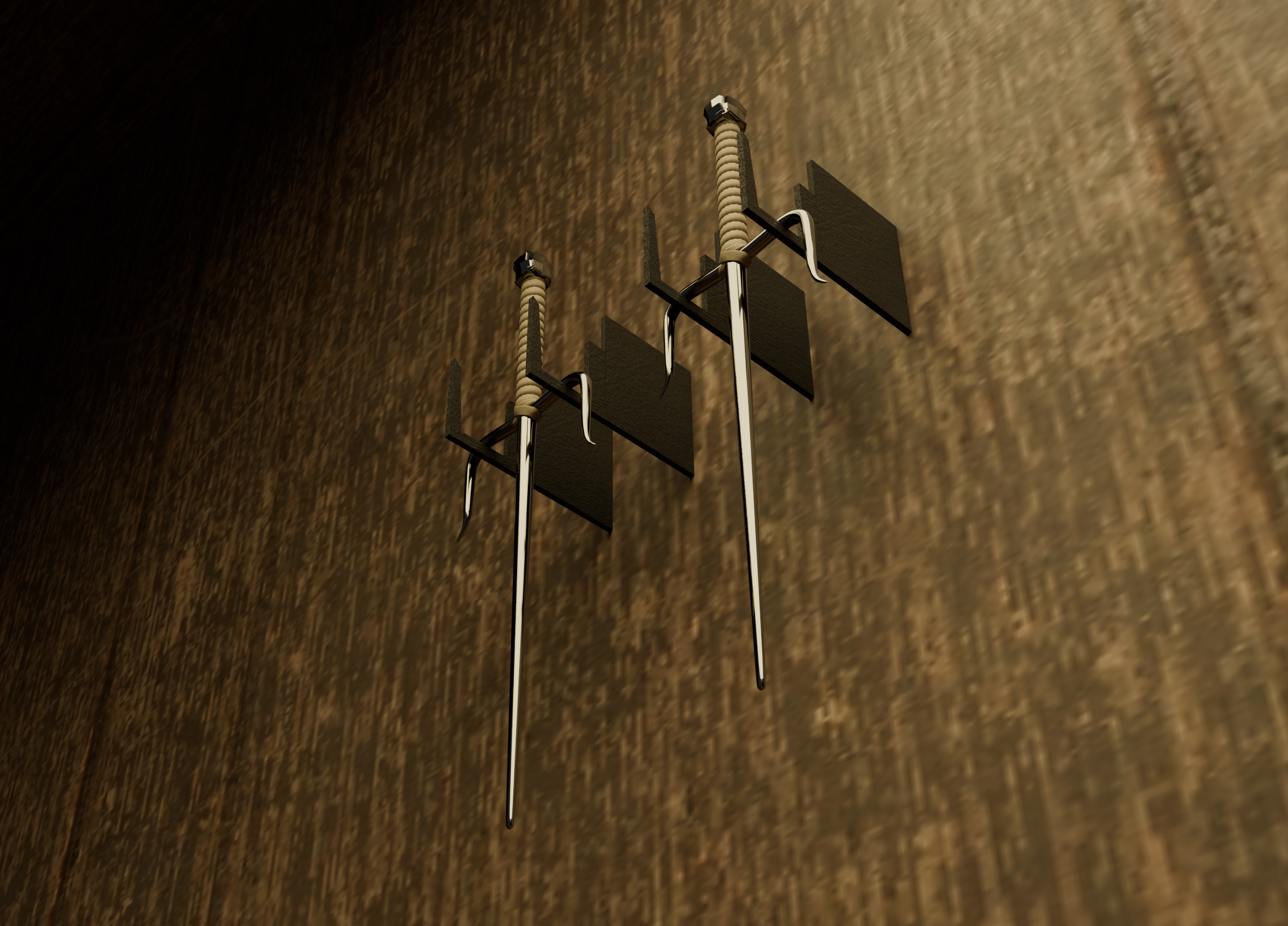 Sai Dual Fighting Weapons Low-poly 3D model_7