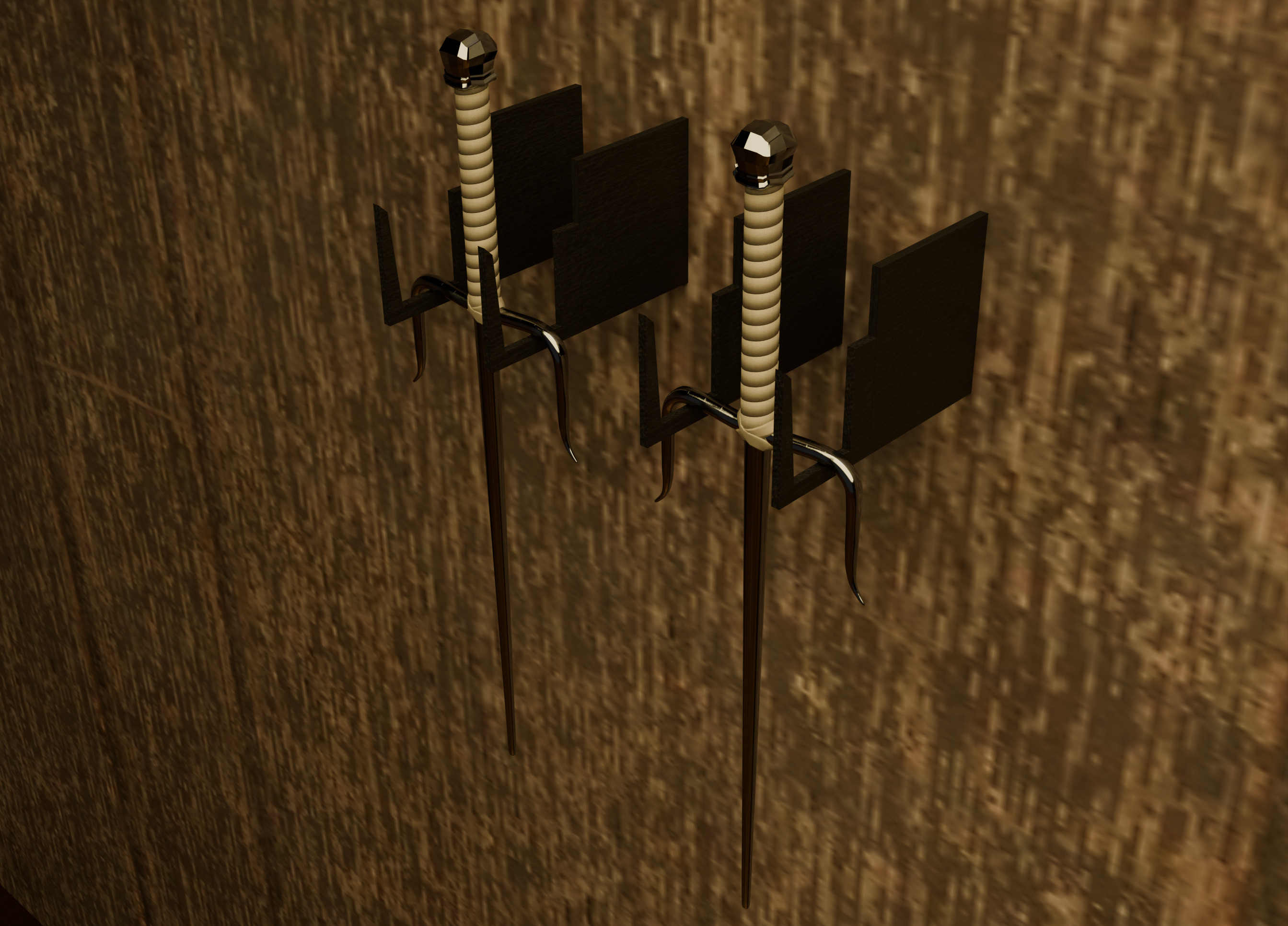 Sai Dual Fighting Weapons Low-poly 3D model_6